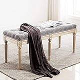 Taburete De Cama Vintage, Taburete De Sofá De Banco De Madera Maciza Tallada A Mano,...