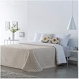 COTTON ARTean Colcha de Verano SUANCES Beige Natural - Reversible Cama de 18