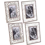Gruppo Maruccia -Marco de fotos de madera tallada con flores - Juego de 4 marcos para...