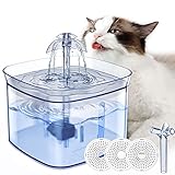 Rarxix Fuente para Gatos 2,5L, Bebedero Gatos con 3 Tipos de Flujo, Agua Nivel LED...