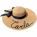BODELEI Pamela de Playa Personalizada con Nombre Hecho a Mano. Sombrero de Mujer....