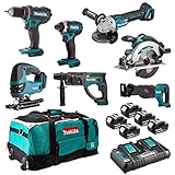 ENSEMBLE DE 7 MACHINES MAKITA (DDF482 + DTD152 + DGA504 + DSS610 + DHR202 + DJR186 +...