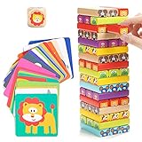 Nene Toys - Torre de Bloques de Madera 4 en 1 con Colores y Animales – Juguete Educativo...