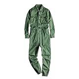 MQMYJSP Overol de algodón con solapa para hombre, manga larga, ropa de calle hip hop,...