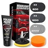 Kit Pulir Faros Desgastados Para Restauración Faros Coche Lijar Limpiador Faros Opacos...