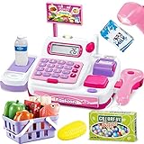 BUYGER Caja Registradora Juguetes con Calculadora Electrónica Escáner Micrófono Maquina...