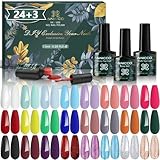 Anicco 27pcs Kit de Esmaltes de Uñas Gel UV LED, Pintauñas Semipermanente 24 Colores...