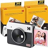 Kodak Mini Shot 3 Retro 4PASS 2-en-1 Cámara Instantánea e Impresora de Fotos (7,6x7,6cm)...