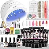 Morovan Poly Kit de gel para uñas con lámpara U / V 48 W para principiantes Kit de gel...