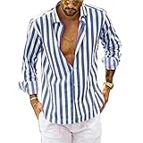 Camisa para Hombre, Manga Larga, Slim Fit, Raya Camisa Elástica Formal Casual para Hombre