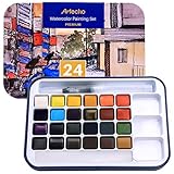 Artecho Acuarelas Profesionales 24 Colores, Incluyendo Pinceles de Agua, Esponja y...