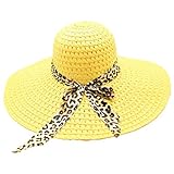 Mujer Floppy Leopard Print Sun Beach Sombreros de Paja Big Wide Hat de béisbol Barba...