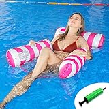 Unipampa Hamaca Flotante, Hamaca de Agua Flotante Colchoneta Piscina Hinchable, 4 en 1...