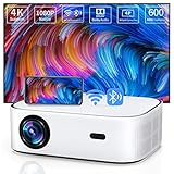 Proyector WiFi Bluetooth, retroproyector, videoproyector 600 ANSI Lumen, 1080P Full HD...