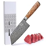 Zayiko Damasco Nakiri Cuchilla de 16 cm extremadamente afilada de 67 capas, cuchillo de...