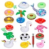GWHOLE 18 Piezas Flotador Inflable Posavasos para Bebidas en Piscina + Inflador Portátil,...