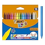 BIC Kids Plastidecor - Blíster de 18 unidades, ceras para colorear, colores surtidos