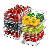 FUSACONY Organizadores Nevera, Juego de 6 Cajas Apilables para Nevera con asa para...