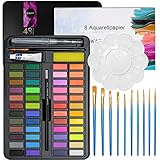 Acuarelas Profesionales Caja de Acuarelas 48 Colores 75 PCS Set de Pintura de Acuarelas...