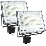 Foco LED Exterior,2 Piezas 100W 8910LM Blanco Frío 6500K Proyector LED Exterior,IP66...