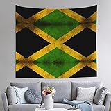 Tapiz de bandera de Jamaica antigua: 60 x 51 pulgadas, tapiz horizontal para colgar en la...