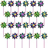 Sumind 24 Molinos de Viento de Papel de Alumnio para Jardín Molinillo de Arco Iris...
