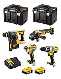 DeWALT Kit DWK401 (Taladro Percutor DCD996 + Martillo Perforador DCH273 + Mini-Amoladora...