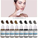 8 botellas 1/2 oz. Maquillaje permanente Micro Pigmentación Tatuaje Ceja Eyeliner Lip...