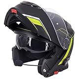 Zorax Negro Mate/Amarillo L (59-60cm) ZOR-727 Visera Antivaho Casco de Moto con Bluetooth...