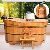 LOHOX Fumigación Barril de Madera, Bañera Sauna Barril Madera, Bañera Baño con Tapa...