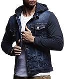 Leif Nelson Chaqueta con Capucha Chaqueta de Mezclilla de los Hombres LN-5615 Azul Medium