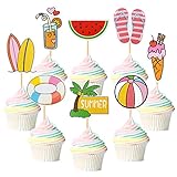 Blumomon 32 piezas de decoraciÃ³n de verano para la playa, piscina, cupcakes, sandÃ­a,...