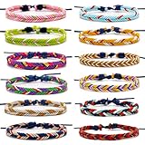 Carykon 12 pulseras de la amistad tejida a mano de algodón y lino pulsera ajustable...