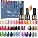 Pintauñas Semipermanentes - 39 Pzs 8ML Esmaltes Semipermanentes Gel UV LED con Base, Top...