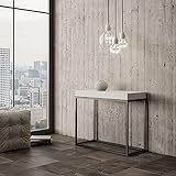 Itamoby Nordica 90cm Consola Extensible, Paneles de ennoblecido, Blanco Fresno/Antracita,...