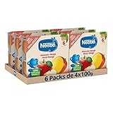 NESTLE Puré Manzana Plátano, desde 4 meses, Pack de 6 ( 4x100g) , Fórmula mejorada