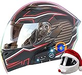 BFLAKWM Integrado Casco De Moto Modular con Bluetooth,Doble Visera Cascos De Motocicleta...