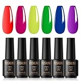ROSALIND Esmaltes Semipermanentes de Uñas en Gel, Neon Color Fluorescente 6 Colores...