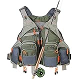Kylebooker Chaleco de Pesca con Mosca Pescadores de Malla Ajustable Transpirable Chaqueta...