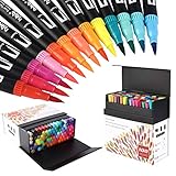 hhhouu 100 Colores Rotuladores Punta Fina, Acuarelables Marcadores de Pincel para Niños y...