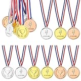Pllieay 24 Piezas Medallas ganadoras de Oro Plata y Bronce medallas para Decoraciones de...