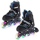 AYNEFY Patines en línea para hombre, color negro, con 8 ruedas de poliuretano luminosas,...