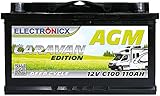 Batería AGM 12v 110Ah Electronicx Caravan Edition batería solar 12v acumulador 12v...
