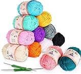 Lana para Tejer, ilauke Lanas para Crochet, Ovillos de Lanas de Hilo Acrílicos, Hilo para...