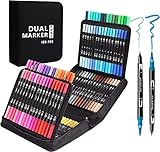 Lyuvie 100 Colores Rotuladores Lettering Rotuladores Punta Pincel Doble Punta para Adultos...