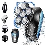 Afeitadora Electrica Hombre, 5 In 1 Afeitadora Cabeza Hombre con 6 Cabezas Rotativa...