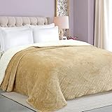 HARADECO-Manta para Cama 150/160 de Borrego Sherpa, Acolchado Relleno Ligera, Manta...
