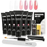 AIMEILI Kit Gel de Extensión de Uñas, Esmaltes Semipermanentes Gel Construcción Rápida...