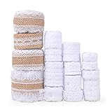 44Metros 16 Rollos Cintas Encaje Blanco Puntillas Cintas Arpillera Natural Yute Boda...