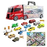 deAO Camión Transportador Maletín Portacoches Conjunto Playset Incluye Surtido Total de...